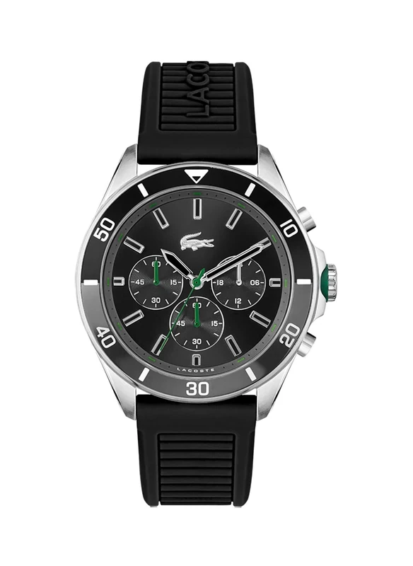 Lacoste Chronograph Quartz Watch for Men TIEBREAKER Collection with Black Silicone Bracelet - 2011152