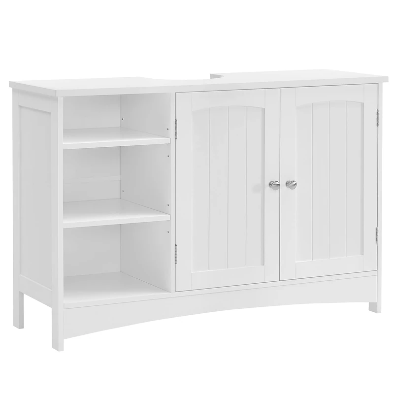VASAGLE BBC410P31 Under Sink Cabinet Bathroom Cabinet Length 30 x 90 x 60 cm 2 Doors Storage Cabinet Open Lockers Adjustable Shelves White