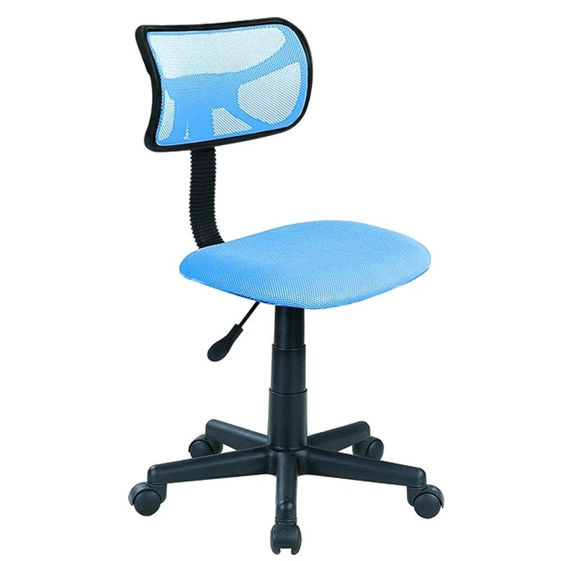 BAKAJI Swivel Chair Height Adjustable Office Chair with Wheels Office Chair for Bedroom with Ergonomic Backrest Breathable Mesh Padded Seat (Azurro)