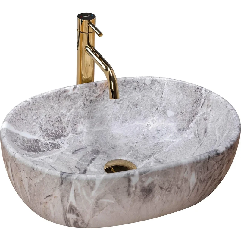 Rea Bathroom Sink Made of Ceramic Lara Stone Matt - Stone Imitation - REA-U9888