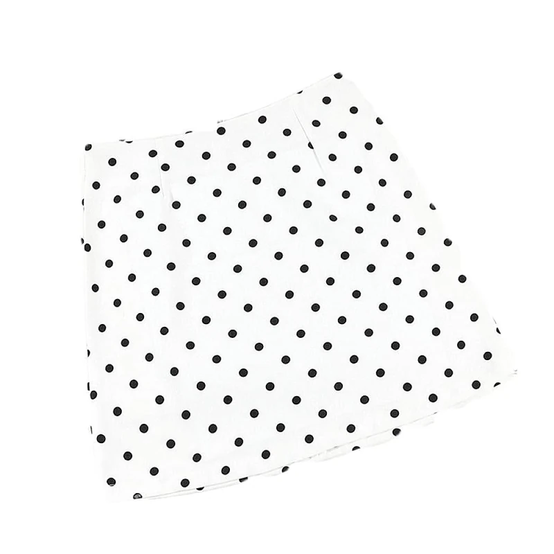 YLDCN Women'S Clothing Polka Dot Skirt Mini Skirts Spring Summer Ladies Girls Short Skirts High Waist A-Line Woman Skirt-White_L