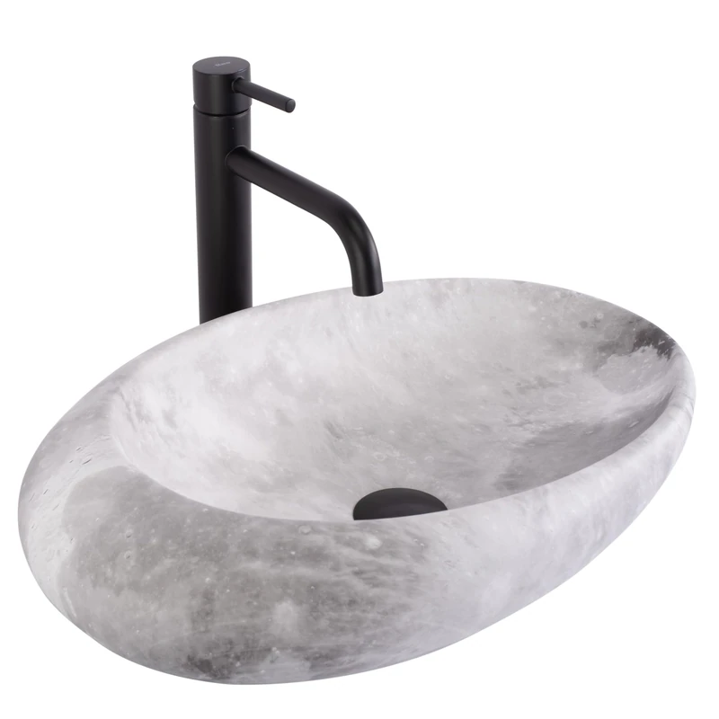 Rea Bathroom Sink Made of Ceramic Roxy C Stone L. Grey - Stone Imitation - REA-U6651 - Image 1