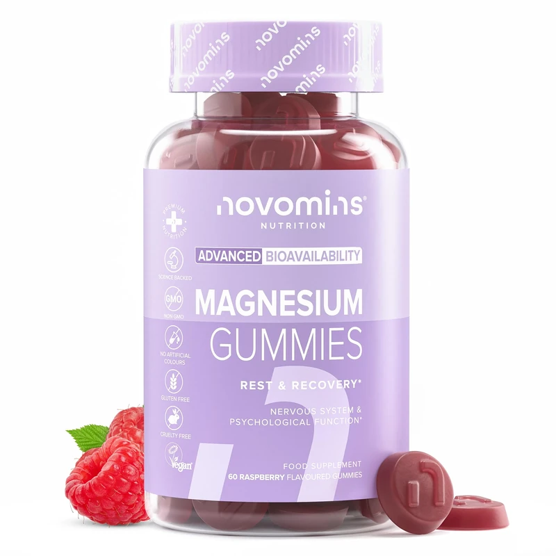 Magnesium Gummies - High Strength 1636 mg of Citrate Offering 180mg of Elemental Mg - Magnesium Supplements - Alternative to Tablets, Spray & Oil - Vegan - 60 Gummies - Novomins