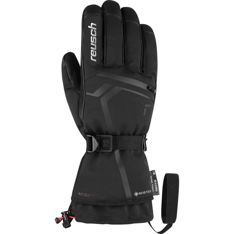 Reusch Down Spirit Gore-tex Extra Warm, Waterproof and Breathable Ski Gloves with Down, Black/Silver, 10.5
