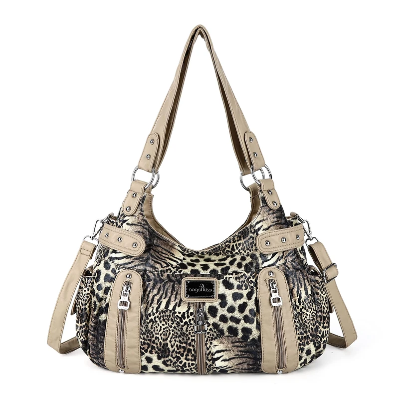 Angel Kiss Hobo Purses and handbags for Women Satchel Handbag Women Purses Large Daily Shoulder Bags…, Leopard-brown/Beige, XL