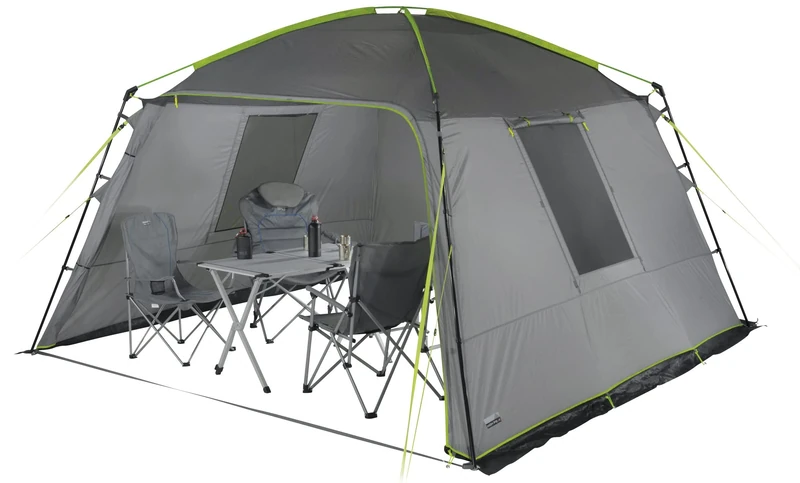High Peak Unisex - Adult Cabana Gazebo Light Grey/Dark Grey/Lime, One Size - Image 1