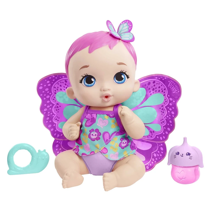 My Garden Baby GYP10 Feed and Change Baby Butterfly Doll (30-cm / 12-in), with Reusable Diaper, Removable Clothes & Wings, Great Gift for Kids Ages 3Y+, Multicolor