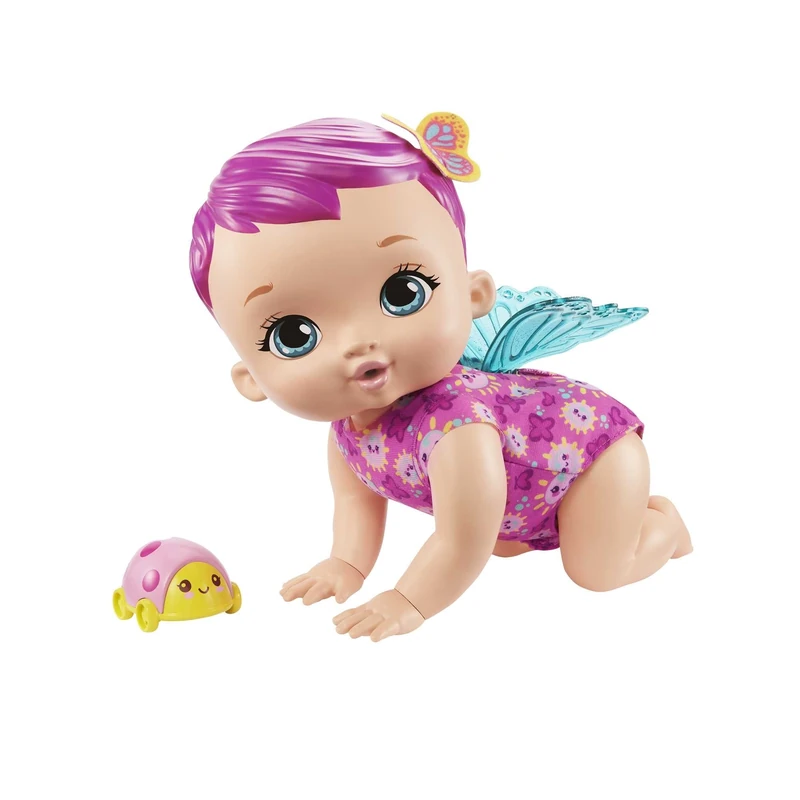 My Garden Baby Giggle & Crawl Baby Butterfly Doll (30 cm / 12 Inch), 20 Sounds and Fluttering Wings, Great Gift for Kids Ages 2Y+, Rose, GYP31 - Image 1