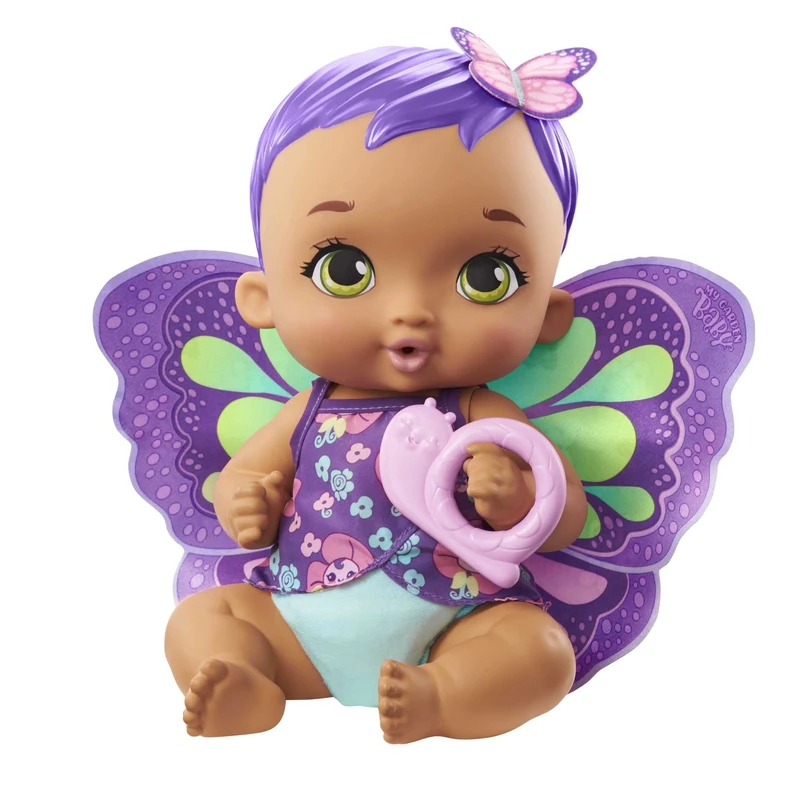 My Garden Baby GYP11 Feed and Change Baby Butterfly Doll (30-cm / 12-in), with Reusable Diaper, Removable Clothes & Wings, Great Gift for Kids Ages 3Y+, Multicolor
