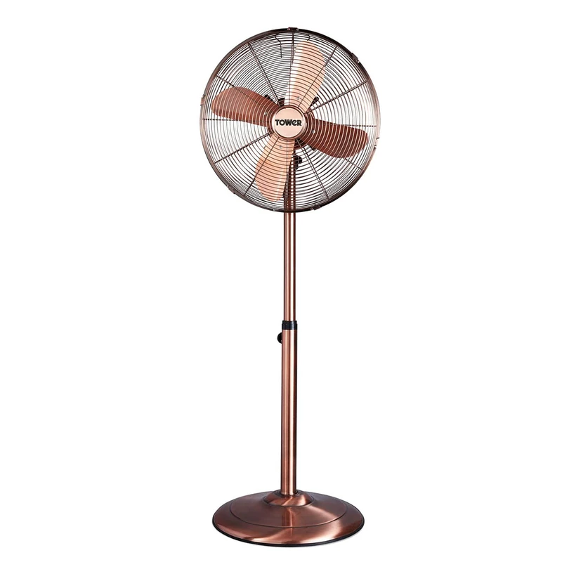 Tower Metal Pedestal Fan with 3 Speeds, Automatic Oscillation, 16”, 50W, Copper, T637000C - Image 1