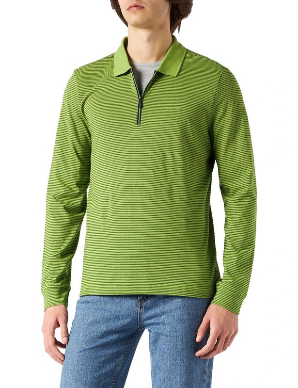 Pierre Cardin Men's Jersey Langarm Polo Shirt, Grün, 6XL - Image 1