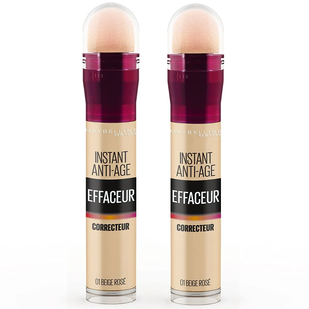 Maybelline New York - Set of 2 Concealer/Fluid Corrector - Instant Anti-Age Eraser - Shade: Beige Rosé (01) - 2x 5ml