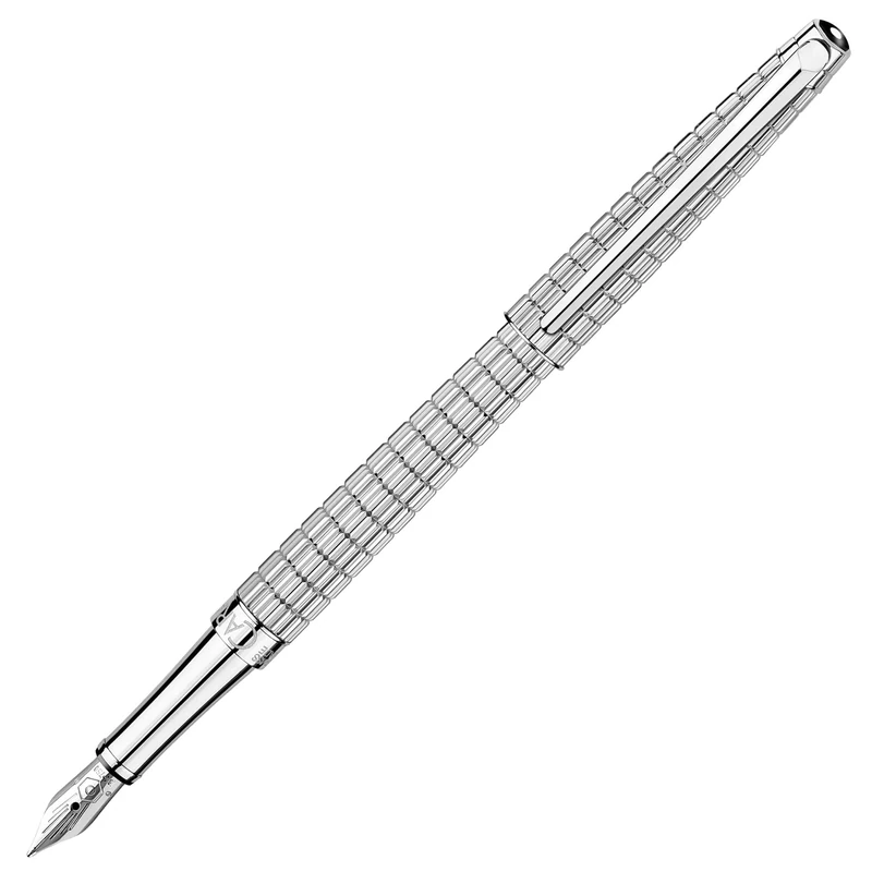 Caran d'Ache - LÉMAN SLIM 'Lights' Silver Plated/Rhodium Coated Fountain Pen - Fine Nib