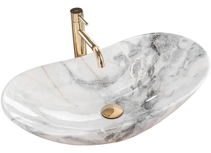 Rea Bathroom Sink Made of Ceramic Royal Granit Shiny - Stone Imitation - REA-U8596