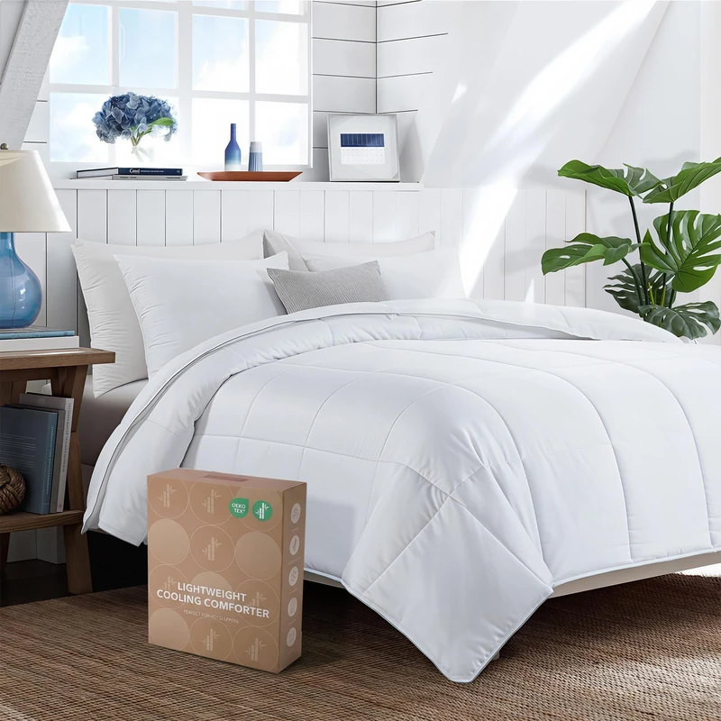 HOMBYS Lightweight Cooling Viscose from Bamboo Queen Size Comforter Down Alternative Duvet Insert,100% Viscose Made from Bamboo, 8 Corner Tabs, All Season Soft Comforter for Hot Sleepers