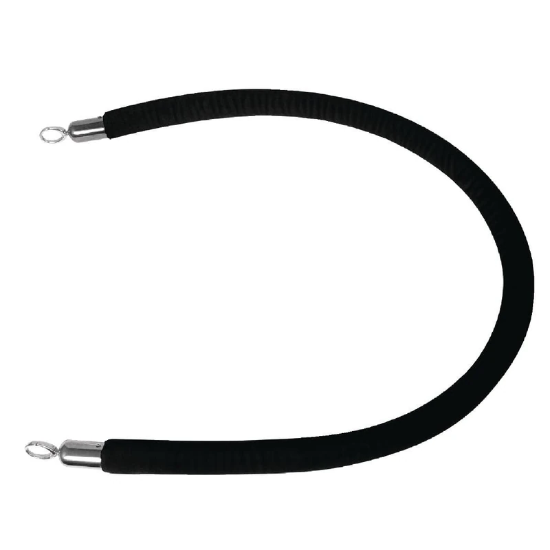 Bolero Black Rope Barrier System with Domed Zinc Alloy Ends and Loop Hooks - L2.5m