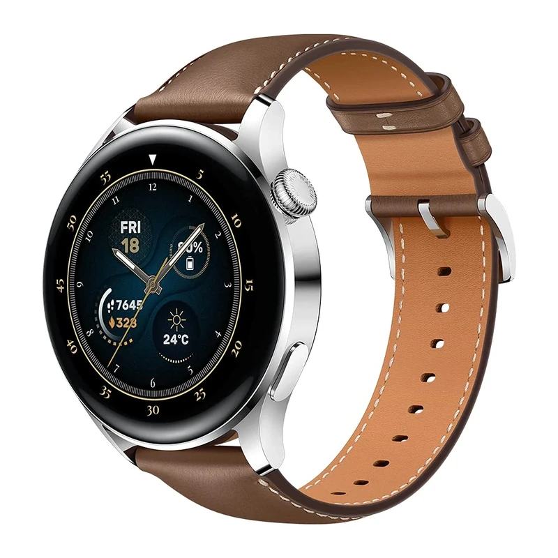 HUAWEI WATCH 3 | Connected GPS Smartwatch With Sp02 And All-Day Health Monitoring | 14 Days Battery Life - Brown Leather Strap
