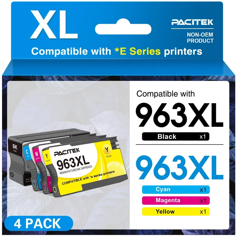 PACITEK 963XL Ink Cartridges Multipack Remanufactured for HP 963XL Ink Cartridges for Officejet Pro 9010e 9010 9012 9012e 9020 9020e 9014 9014e 9015 9015e 9018e 9019e 9022 9025e 4 Pack