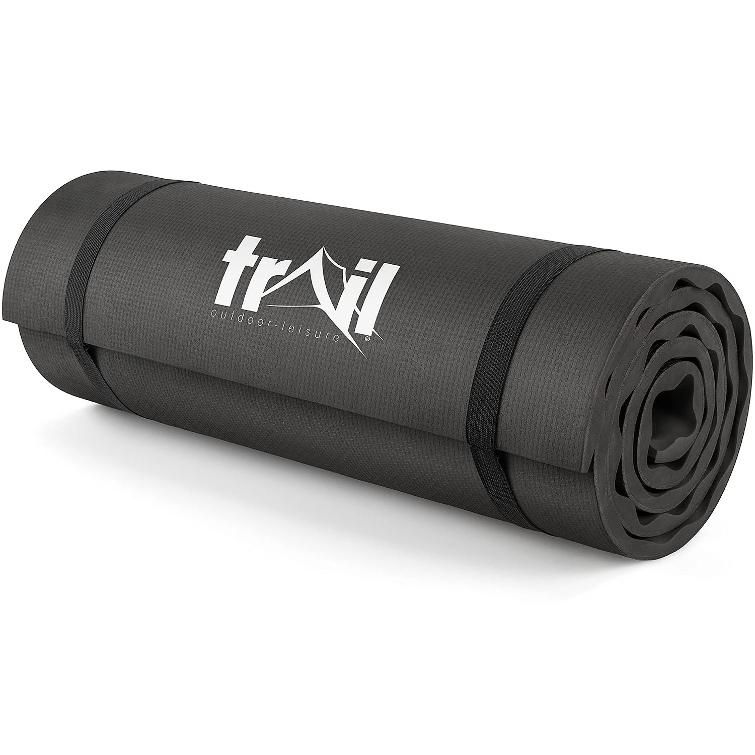Trail Camping Mat With Comfort Contours 15mm Thick Foam Insulated Roll Pad (Black)