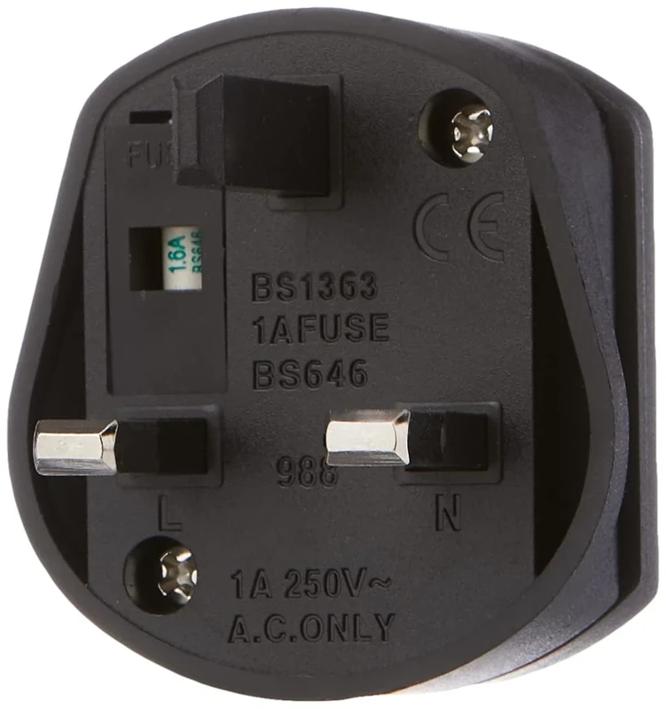 Quick4You EU 2 Pin To UK 3 Pin 1A Fused Adapter Plug For Shaver(Black)