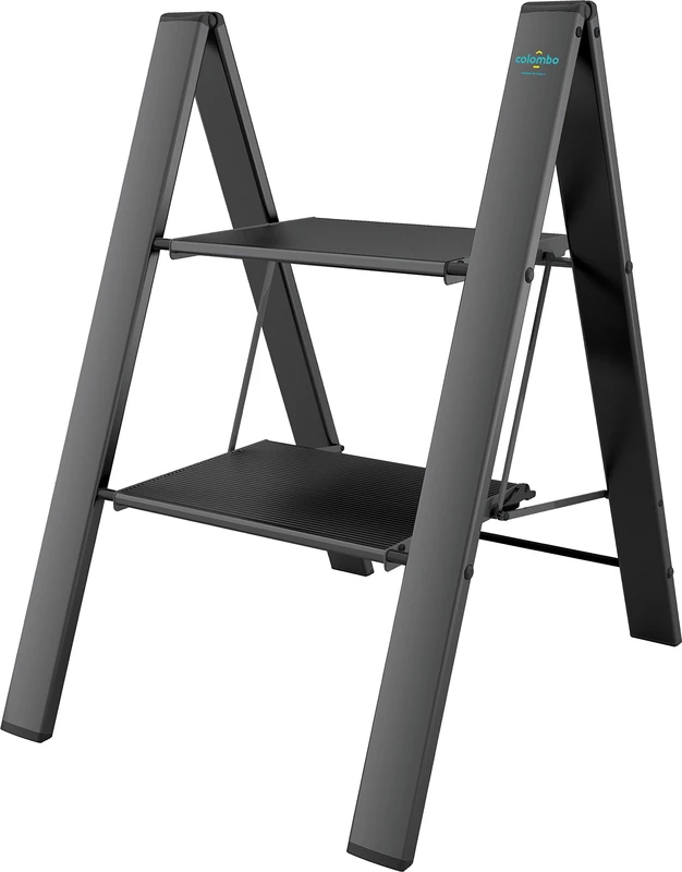 Leonardo 2 Anodized Aluminium Steps Stool Black