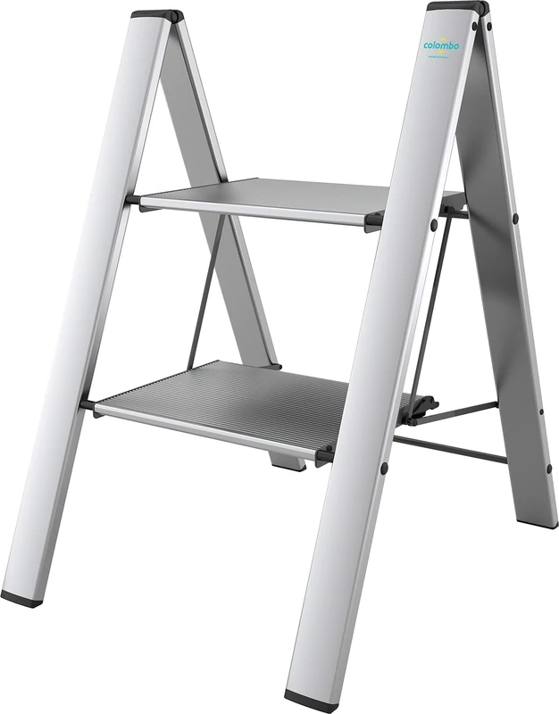 Leonardo 2 Anodized Aluminium Steps Stool Silver
