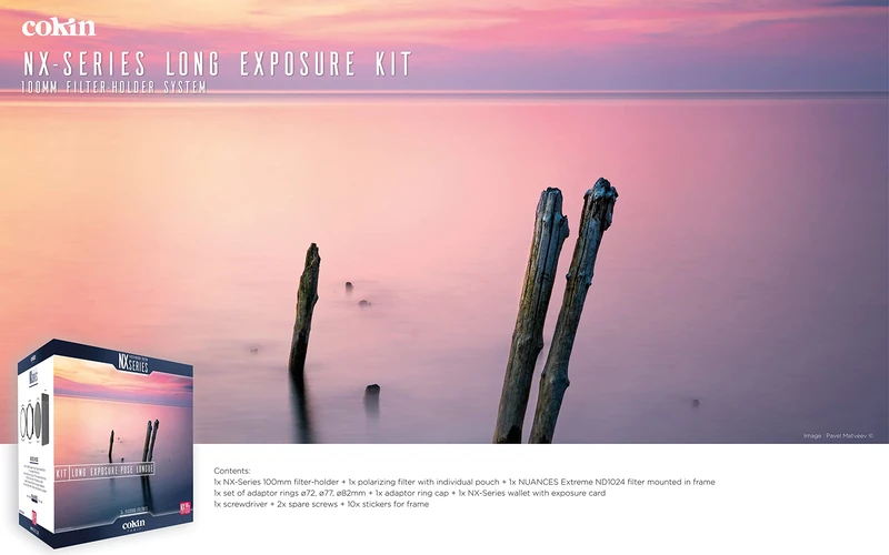 COKIN NX-Series Long Exposure Kit inc. 100mm Filter-Holder + CPL + Wallet + NUANCES Extreme ND1024 filter in frame + ø72/77/82mm Adapter ring + accessories