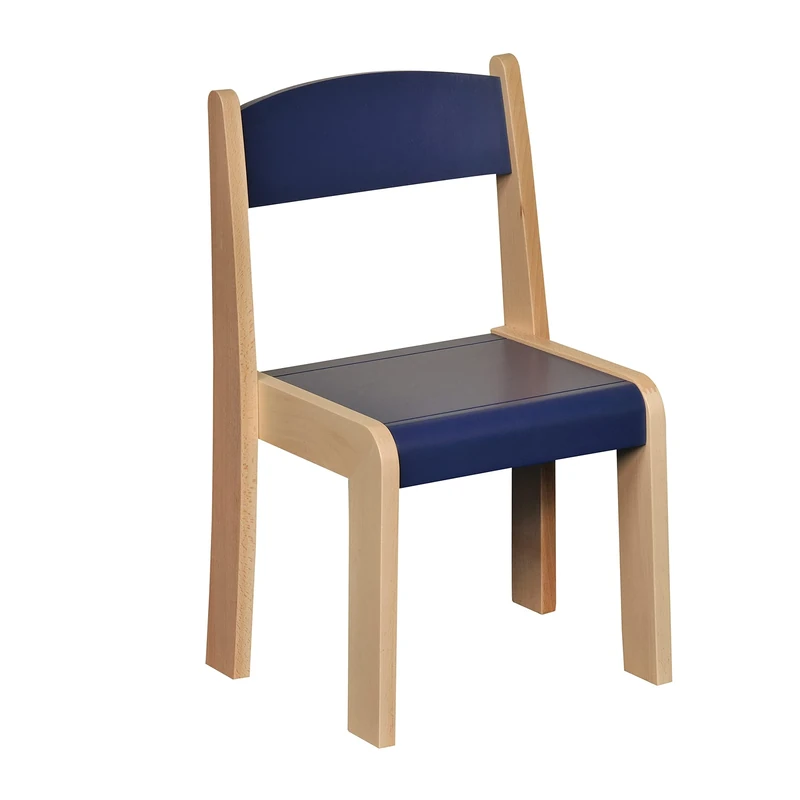Liberty House Toys Stackable Beech Chairs Blue Seat Height 310mm Pack of 4 - Image 1