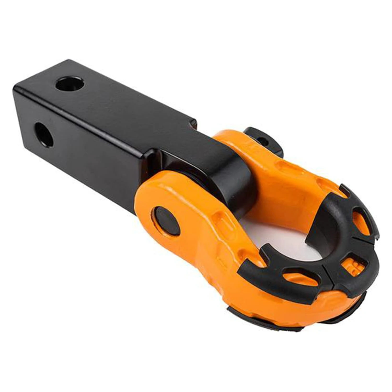 GearAmerica Aluminum 2”x2” Hitch Receiver & Mega Shackle – 32,000 lbs (16T) MBS, 16,000 lbs (8T) WLL – For Heavy Duty Towing and Off-Road Recovery – Includes Shackle, Washers & ⅝” Pin – Black & Orange