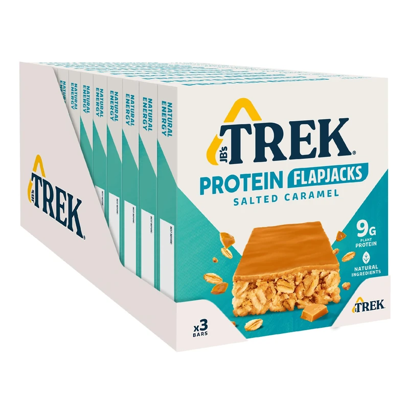 JB's Trek High Protein Flapjack Salted Caramel - Gluten Free - Plant Based - Vegan Snack - 50g X 36 Bars