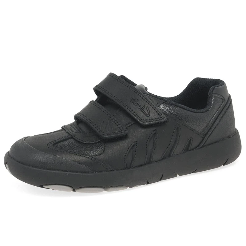 Clarks Rex Stride Kids, Black Leather, 6.5 UK
