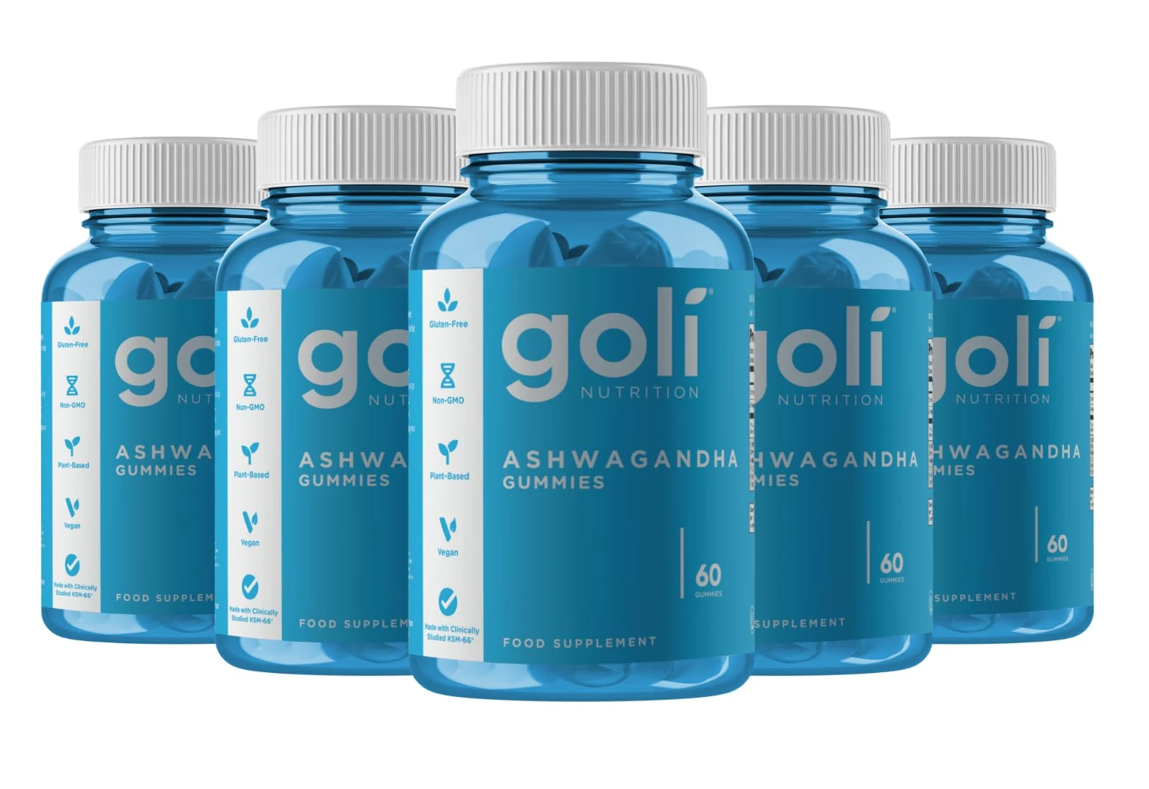 Goli Ashwagandha KSM-66 Gummies | Stress, Sleep & Mood Support | Mixed Berry | Vitamin D, Vegan, Plant Based, Non-GMO, Gluten Free, Gelatin Free | Relax. Restore. Unwind. | Pack of 5, 300 Gummies