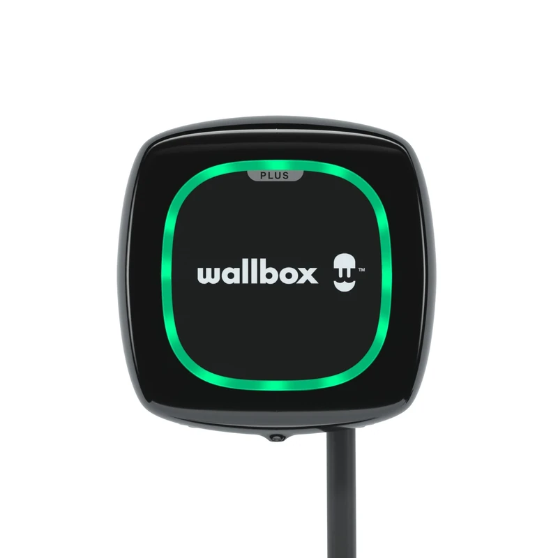 Wallbox Pulsar Plus Charger for Electric Vehicles. With adjustable power of up to 22 kW. Charging cable type 2. Wi-Fi and Bluetooth connection and OCPP compatible. (Type 2-7.4 kW, 5 m, black)