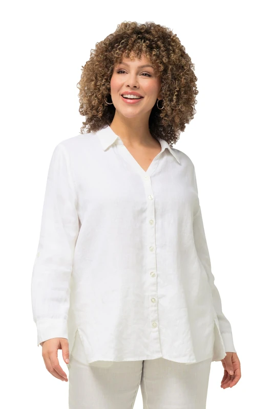 Ulla Popken Women's Linen Blouse Blouses, White (not Exactly White), 28 UK/30 UK