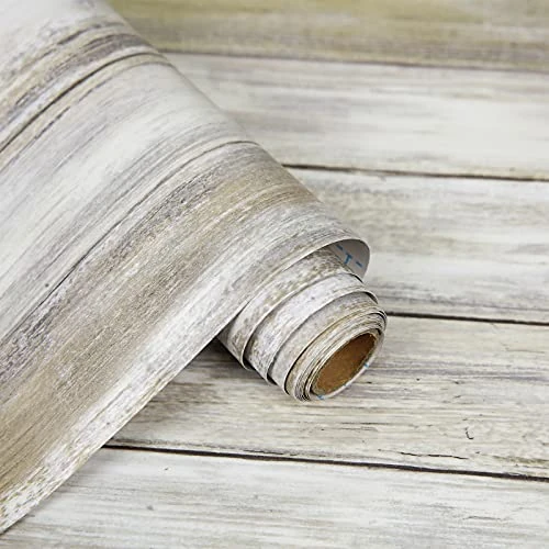 Sticky Back Plastic Wood Effect Brown Retro 44X300cm Self Adhesive Wood Grain Peel and Stick Wallpaper Waterproof Vinyl Film Roll for Kitchen Countertop Bedroom Living Room Furniture Stickers