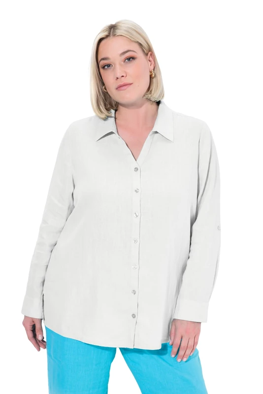 Ulla Popken Women's Leinenbluse Blouses, Nicht-gerade Weiss, - Image 1