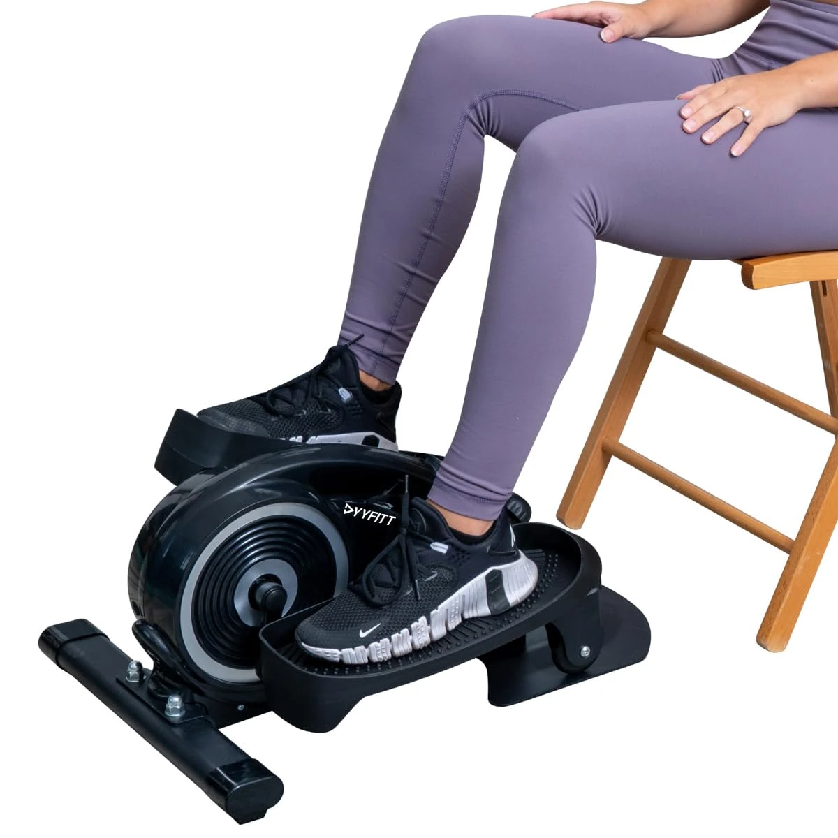 YYFITT Under Desk Elliptical Machine w/Luminous Digits, Pedal Exerciser w/Oversized Pedal, Adjustable Resistance for Home & Office Daily Workout, 2-in-1 Seat & Stand Up Exercise [2025 Version]