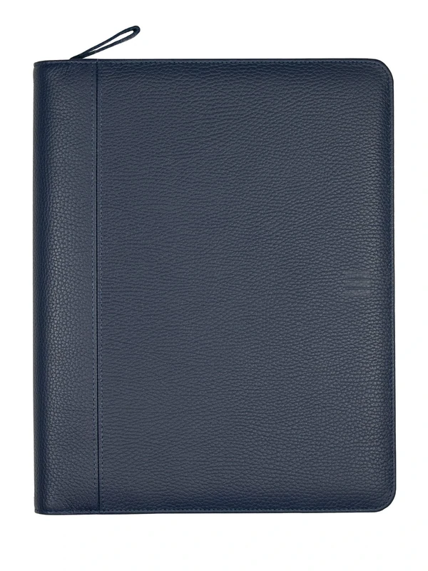 Finocam – Blue Andrea Zip-Close Leather Document Holder with Rings