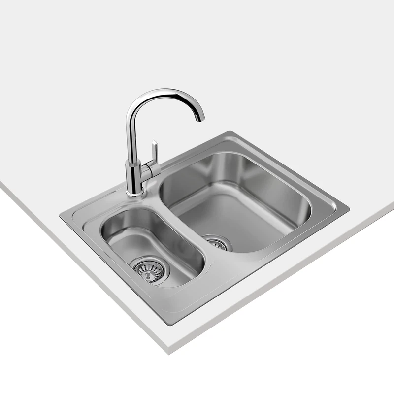 Teka Stainless Steel 1½C Kitchen Sink, Medium, Recessed, Reversible, 2 Basins, Grid Drain, Polished Finish, 50 x 65 x 16 cm, for 60 cm Furniture, Teka 115070001