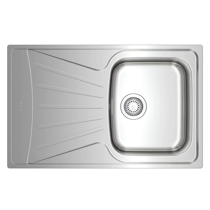 TEKA | StarBright Inset Sink | 1 Basin | Left Drainer | Stainless Steel | Polished Finish | 50 x 79 x 16 cm