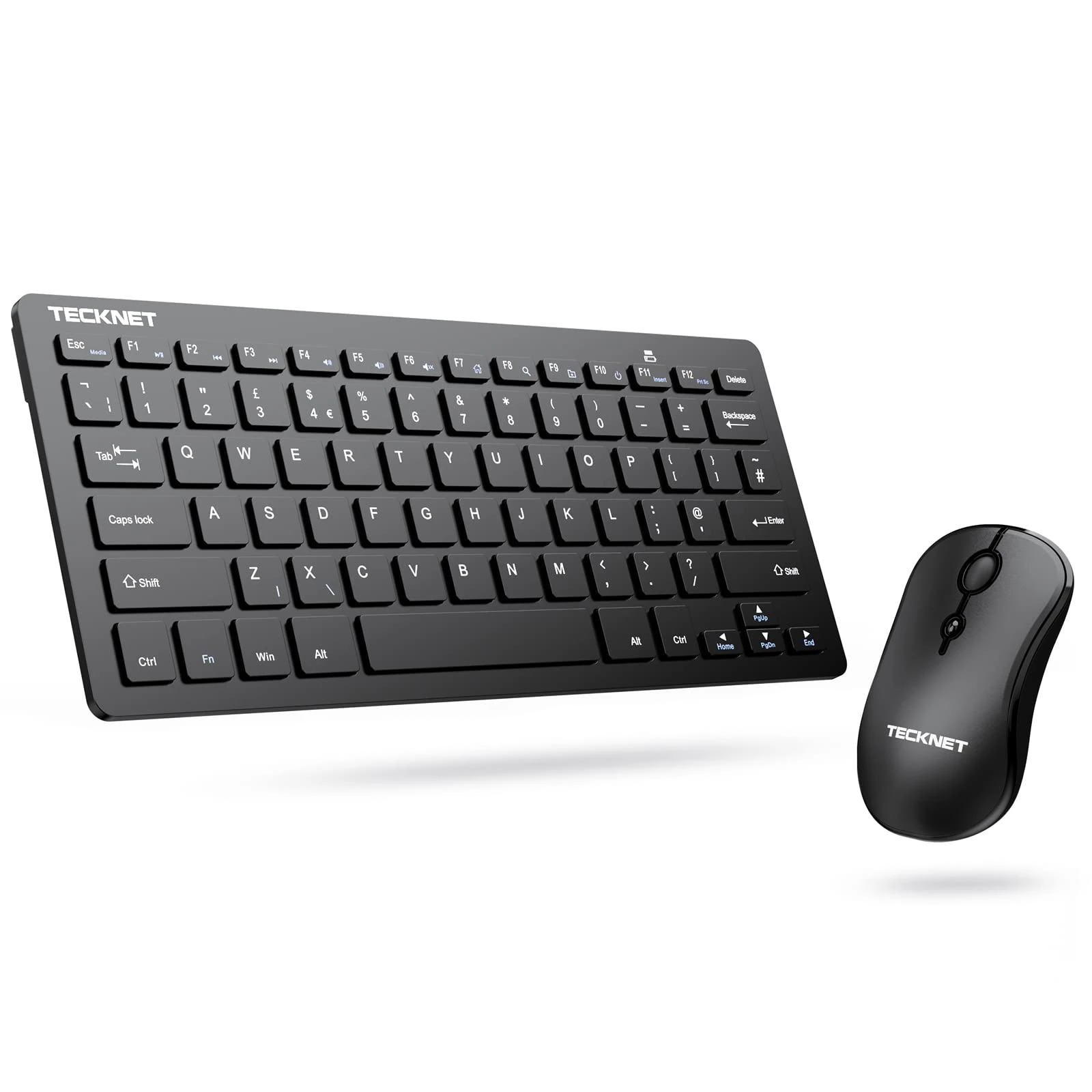 TECKNET Wireless Keyboard and Mouse Set, Ergonomic 2.4G Cordless Keyboard & Mouse Combo Silent, Full-Size Keyboard, Spill-Resistant with Nano USB Receiver for PC, Laptop, Computer - QWERTY, UK Layout