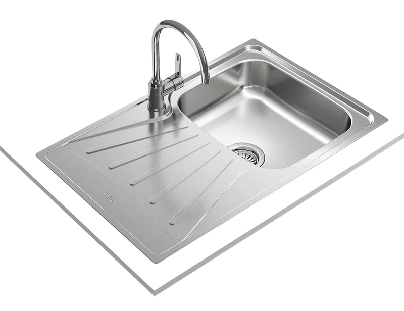 TEKA | StarBright Reversible Sink | 1 Bowl | Drainer | Stainless Steel | Polished Finish | 50 x 79 x 16 cm