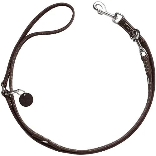 HUNTER Aalborg Adjustable Dog Lead Dark Brown 3-Way Adjustable Robust Cowhide Leather with Strong Greasing Made in Germany Size: 20/200