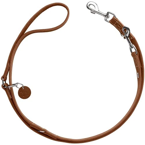 HUNTER Aalborg Adjustable Dog Lead Cognac 3-Way Adjustable Robust Cowhide Leather with Strong Greasing Made in Germany Size: 10/200