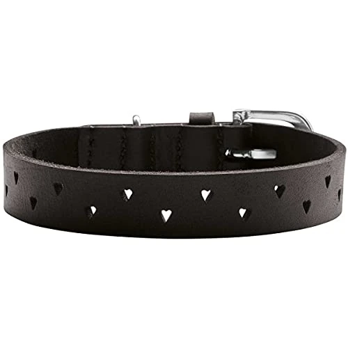 HUNTER Aalborg Soul Dog Collar Black with Heart Punching Strong Greased Robust Size 35 - Image 1