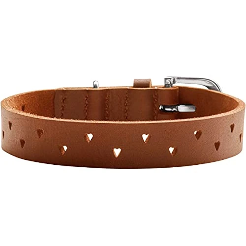 HUNTER Aalborg Soul Dog Collar - Cognac - Heart Punched - Strong Greased - Heavy Duty - Size 11 - Image 1