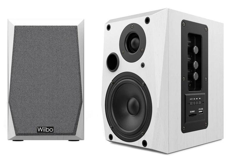 Wiibo Neo 50 White - Professional Active and Passive Speakers - 50W Power - Bluetooth Speaker - USB/SD Connection - Bass Reflex System - Remote Control Included - White