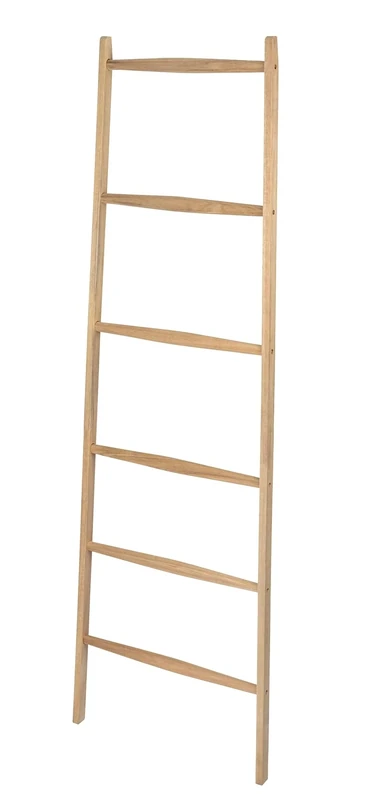 WENKO Acina Towel Rail Ladder with 6 Bars | Towel Rail on Stand for Bathroom or Bedroom | 6 Bars 55 cm | FSC® Certified Acacia Wood | 55 x 170 x 21 cm | Brown - Image 1