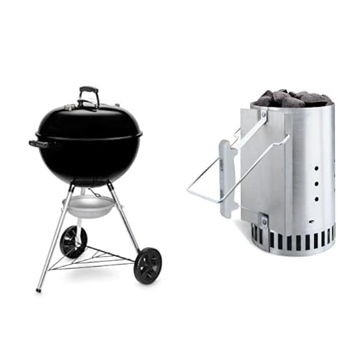 Weber Original Kettle® Barbacoa de Carbón, Ø 57 cm, Negro (14101053) & 7416 Chimney Starter