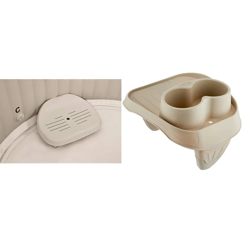 Intex Purespa Seat, Multi-Colour & PureSpa Plastic Beverage Holder-Beige 26 x 22 x 18 cm